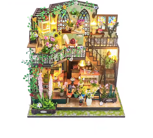 Kit armable DIY “Darcy Flower House” – Florería Miniatura con Luces LED M2322
