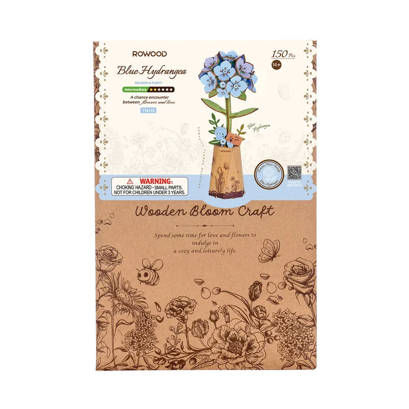 Flor de hortensia azul de madera Rolife TW141 para armar - vista 2