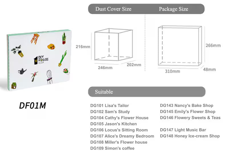 Vitrina de Exhibición Acrílica - Cubierta Protectora para Dioramas DIY (Rolife DF01M)