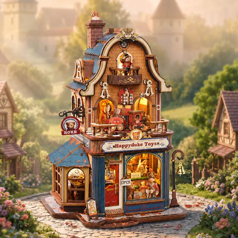 Juguetería Happyduke Toys ROKR EAM01, casa miniatura de madera con luz - vista 3