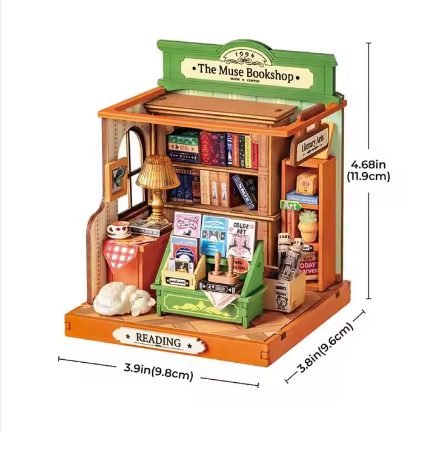 Rompecabezas 3D de Madera DS040 The Muse Bookshop Modelo Kit DIY Casa en Miniatura