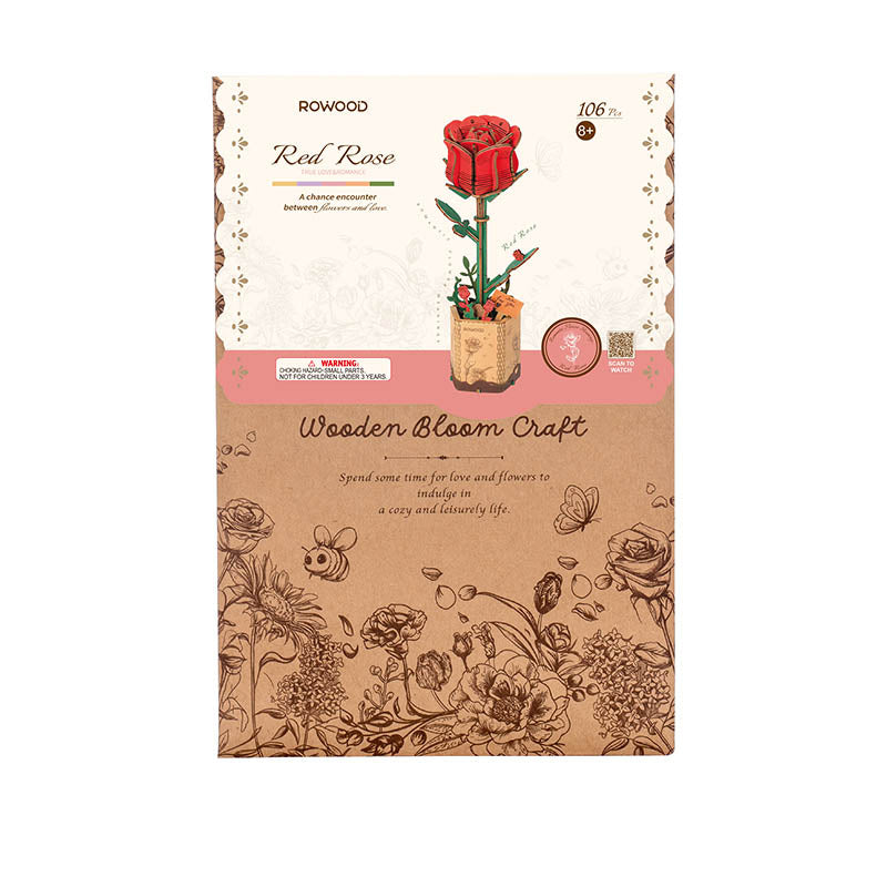 Flor de Rosa Roja de madera