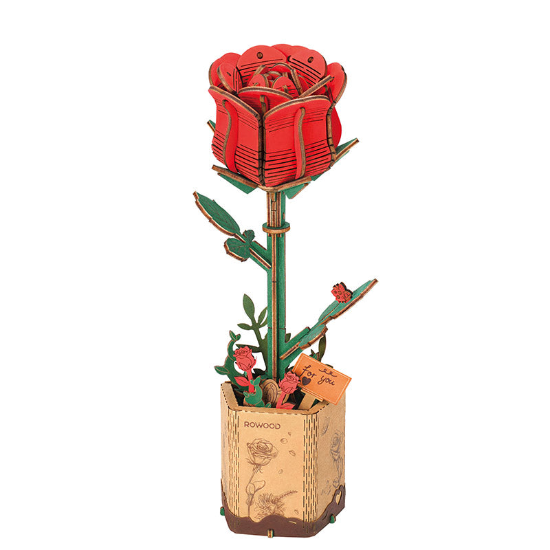 Flor de Rosa Roja de madera
