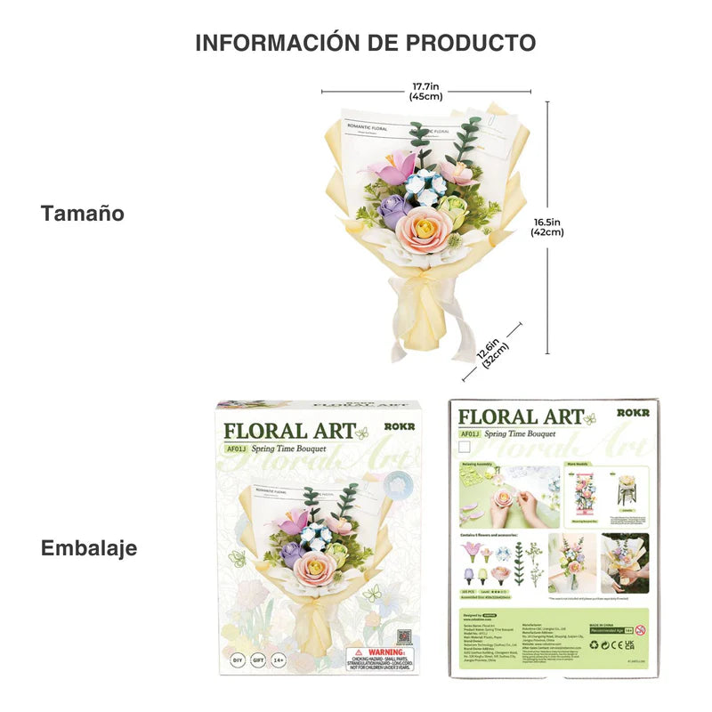Ramo de Flores "Spring Time Bouquet" para Armar - Kit DIY (Rokr)