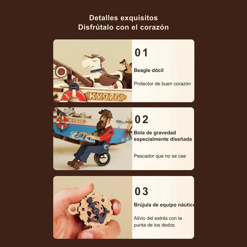Puzzle 3D Péndulo "Ocean Fisher" - Maqueta Cinética para Armar (Rokr)