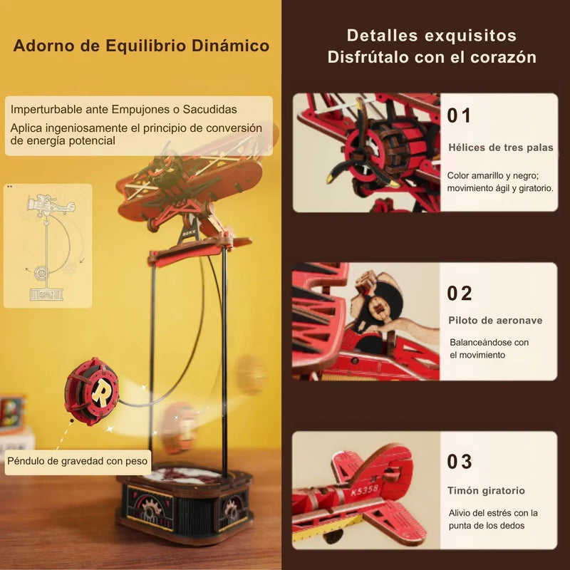 Puzzle 3D Péndulo "Sky Captain" - Maqueta Cinética para Armar (Rokr)