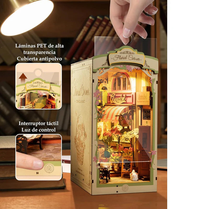 Booknook 3D "Floral Corner" - Rincón Floral para Armar con Luz Táctil (Rolife)