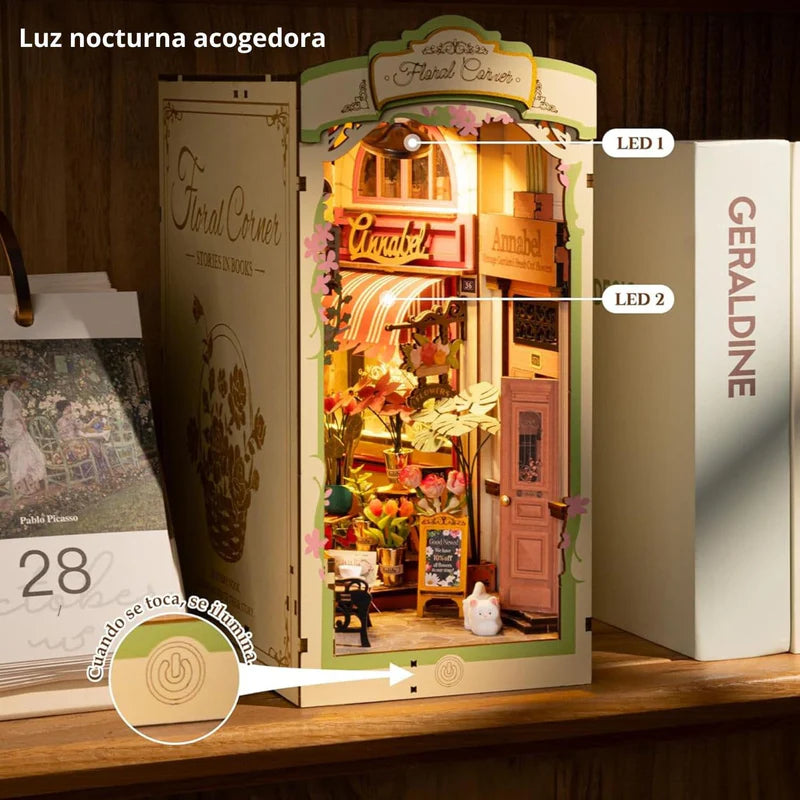 Booknook 3D "Floral Corner" - Rincón Floral para Armar con Luz Táctil (Rolife)