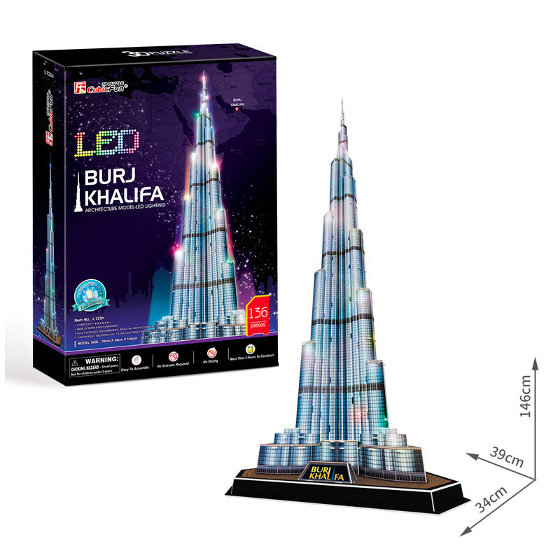 Burj Khalifa Luces LED Rompecabezas 3D Cubicfun Puzzle 3D